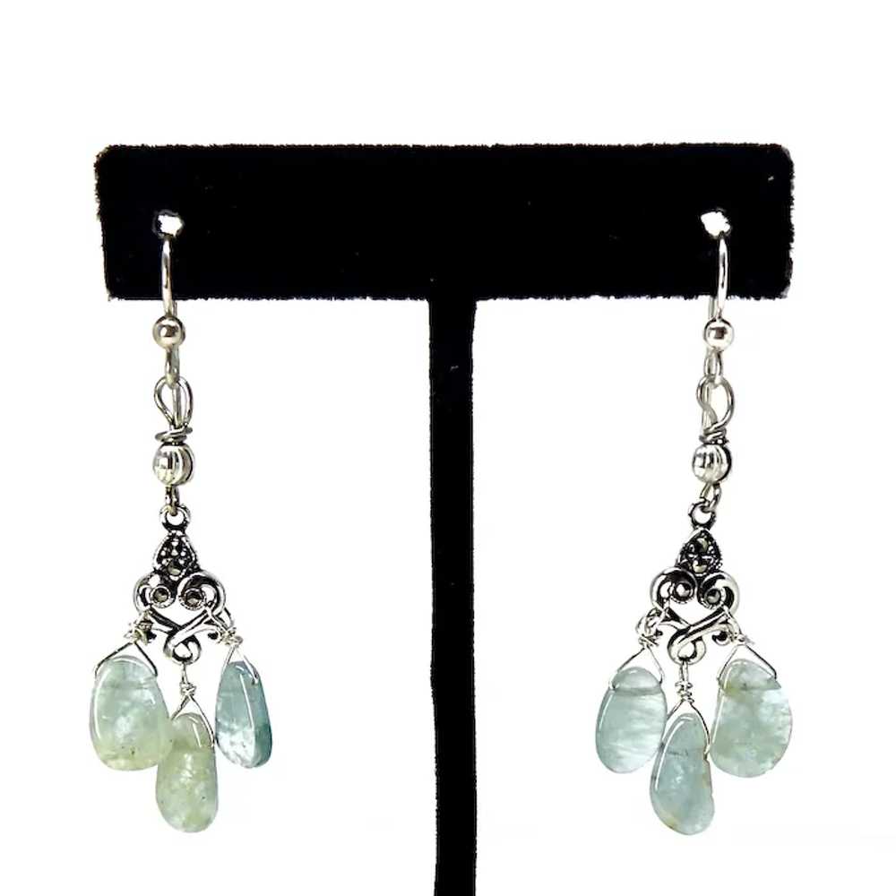 Translucent Green Aquamarine Fancy Drop Earrings - image 3