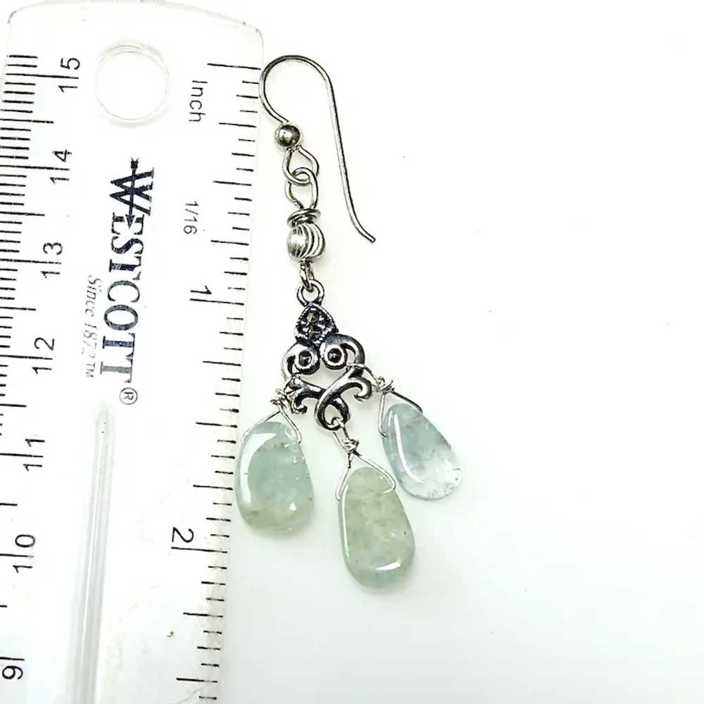 Translucent Green Aquamarine Fancy Drop Earrings - image 7