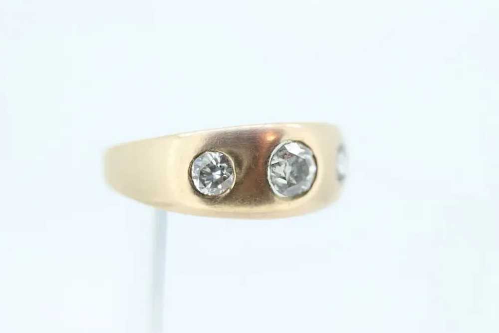 Antique 14k Triple Diamond signet ring. Gypsy Dia… - image 4