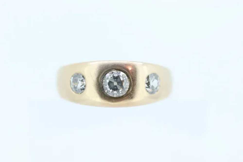 Antique 14k Triple Diamond signet ring. Gypsy Dia… - image 9