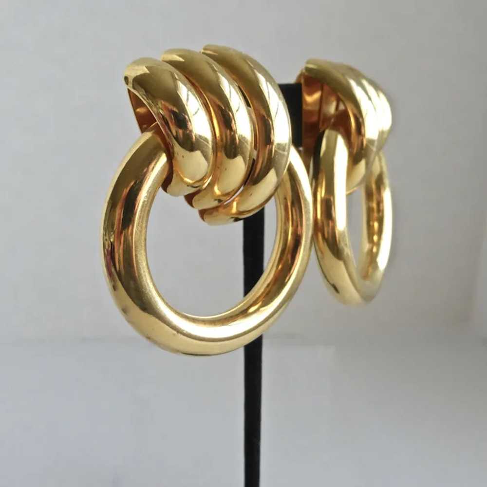 Huge, Fabulous Gold tone Door Knocker Style Clip … - image 5