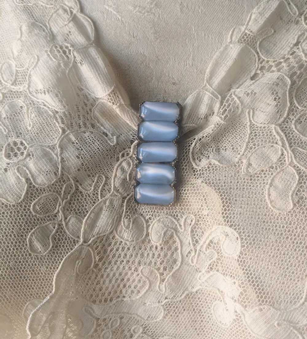 Lidz Brothers Dress Clip Vintage Pale Blue Moonst… - image 9