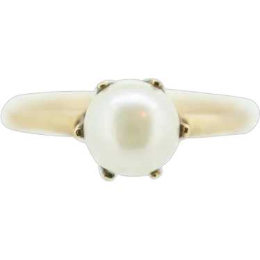 Victorian Pearl Claw Set ring. 10k Yellow Gold vic