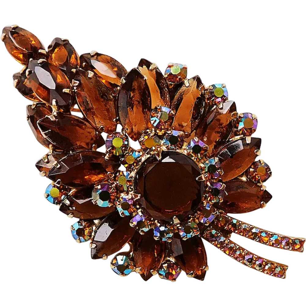 Fabulous D&E JULIANA Topaz Brown Glass & Apricot … - image 1