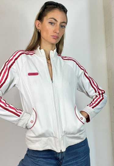 Vintage Y2k Adidas Zipped Jumper Tracksuit Top Whi