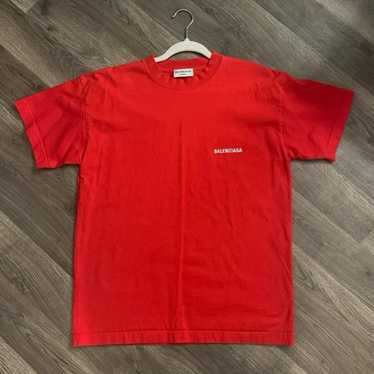 red balenciaga classic logo t shirt - image 1