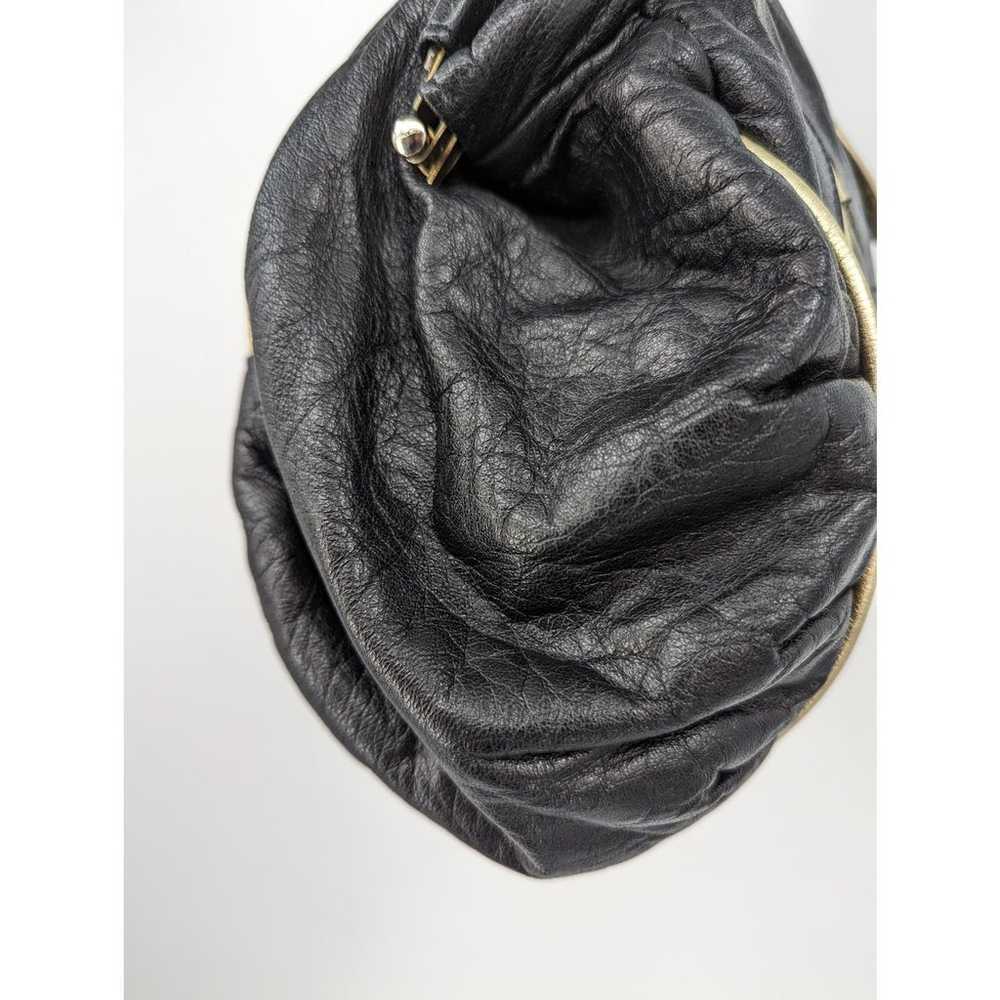 Vintage Unique Lamb Leather Handbag Clamshell Gol… - image 8