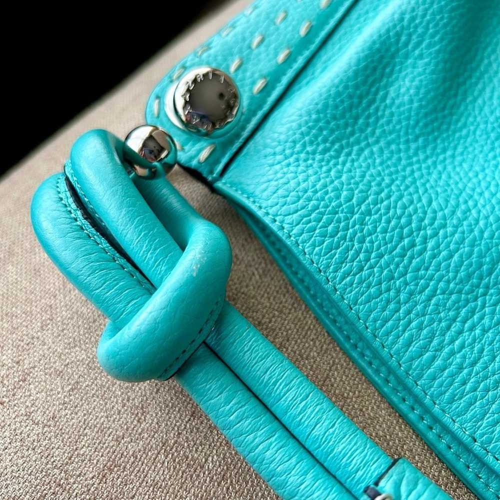 BCBG Maxazria Turquoise Leather Handbag Shoulder … - image 11