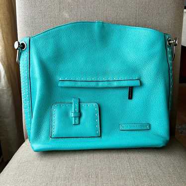 BCBG Maxazria Turquoise Leather Handbag Shoulder … - image 1