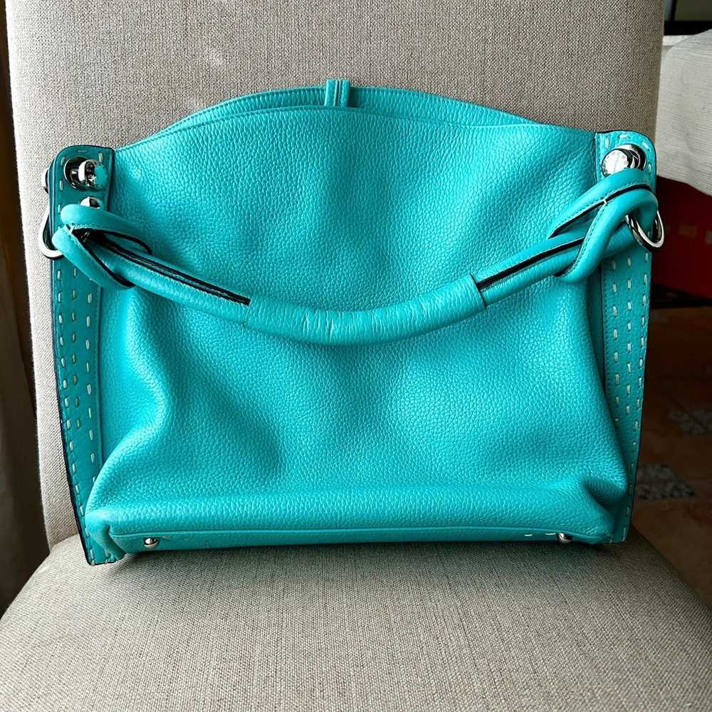 BCBG Maxazria Turquoise Leather Handbag Shoulder … - image 2