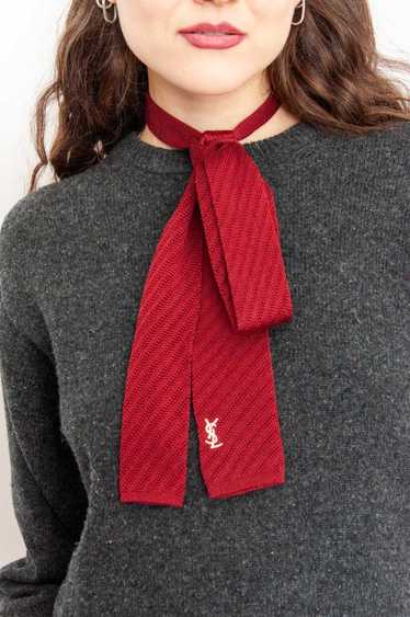 Yves Saint Laurent bow tie Wine red knitted