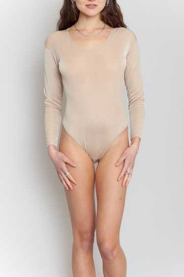 Ribbed body long sleeve Light gold Single color