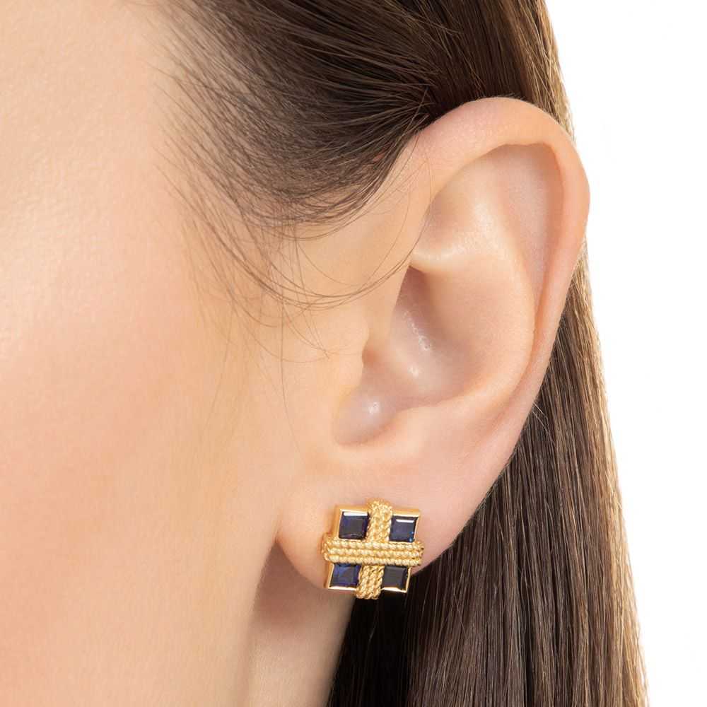 Estate Square Sapphires Earrings - image 3