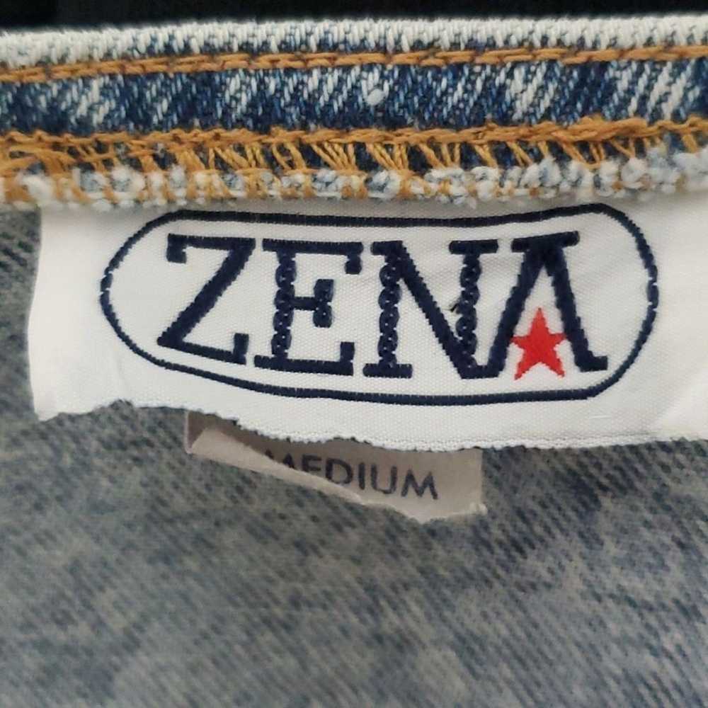 Vintage Zena Jeans Denim Floral and Stonewash Ves… - image 3