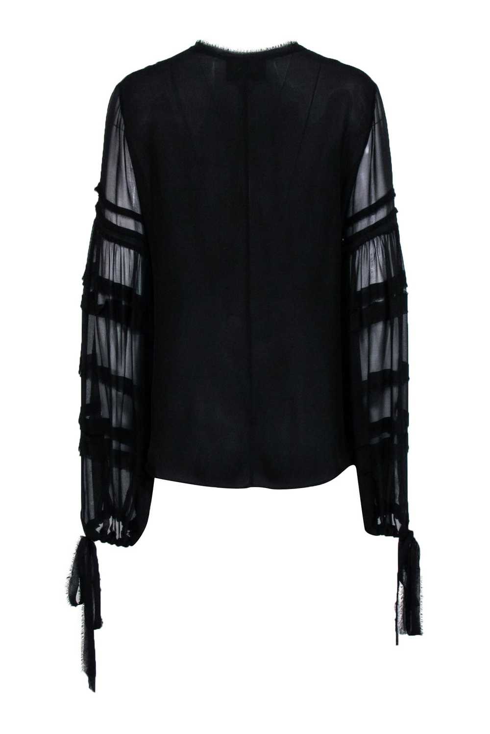 Alexis - Black Silk Semi Sheer Blouse Sz M - image 3