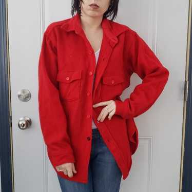 70s Woolrich Red Wool Button Down - image 1