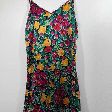 Vintage Robert Stock Floral Silk Slip Dress size … - image 1