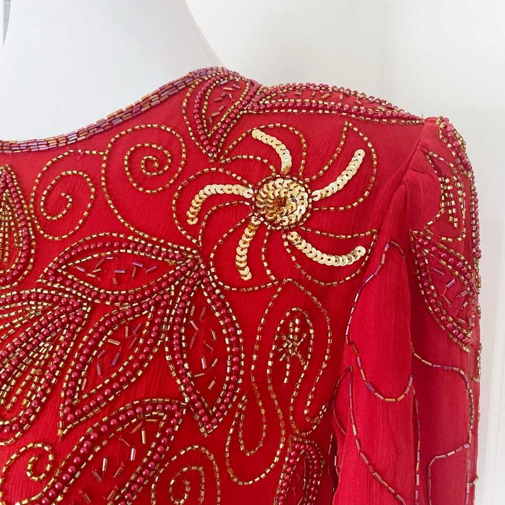 Vintage 100% Silk Beaded Dress - image 3