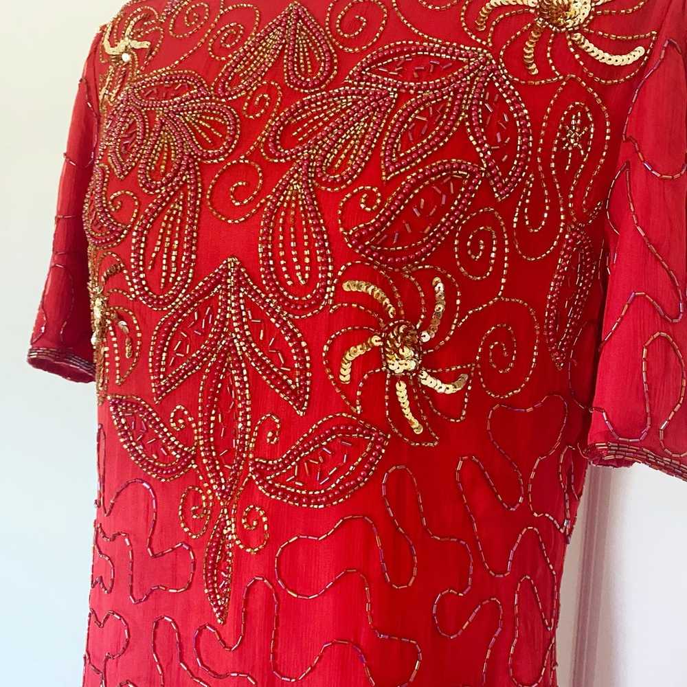 Vintage 100% Silk Beaded Dress - image 4