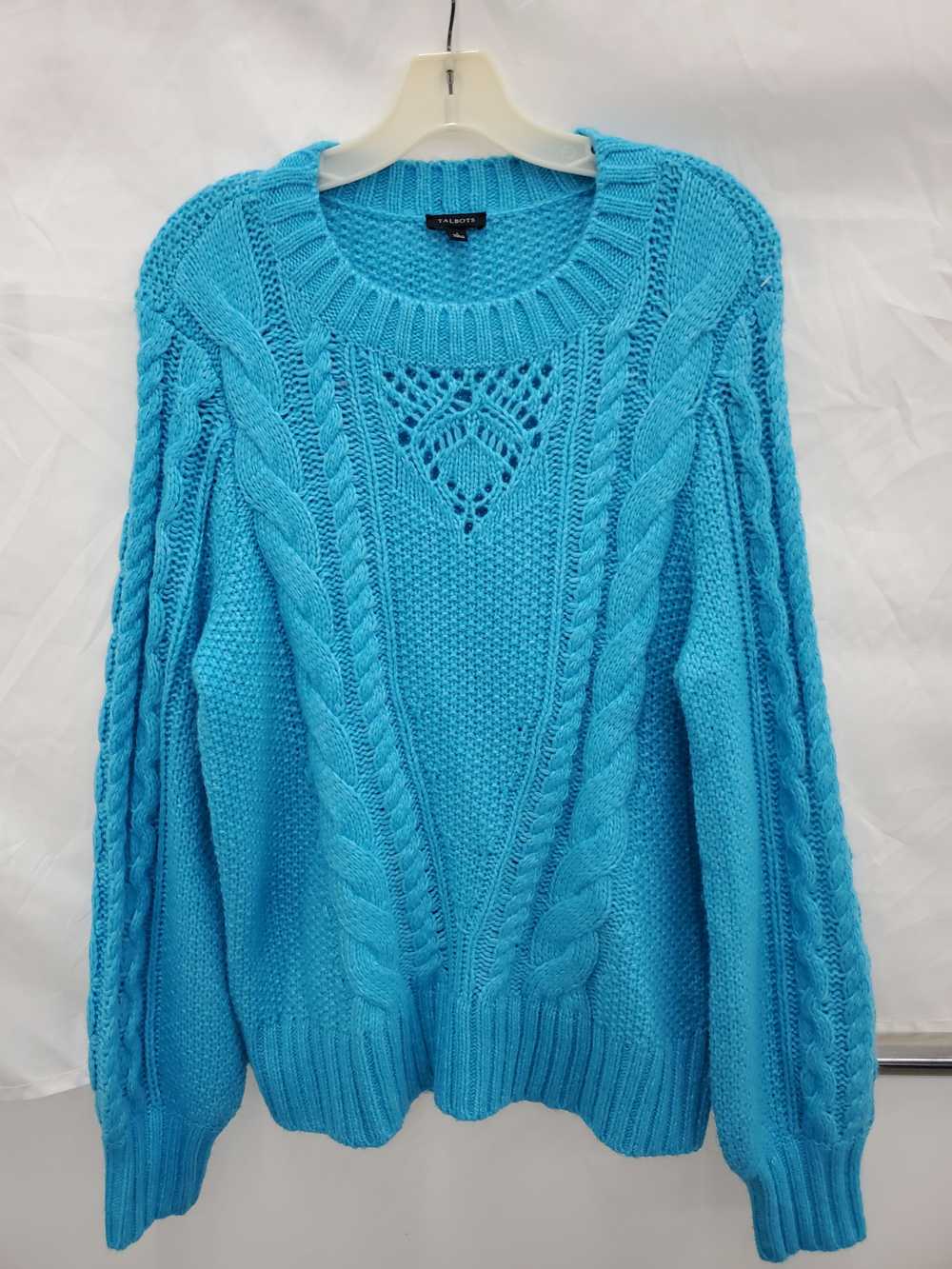 Talbots Women Oversized Cable Crew Sweater Size-L… - image 1