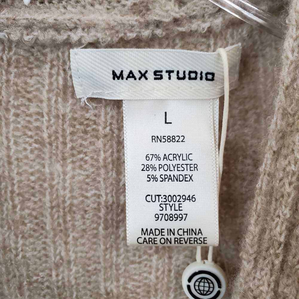 Max Studio Beige Open Front Faux Wrap Knit Sweate… - image 3