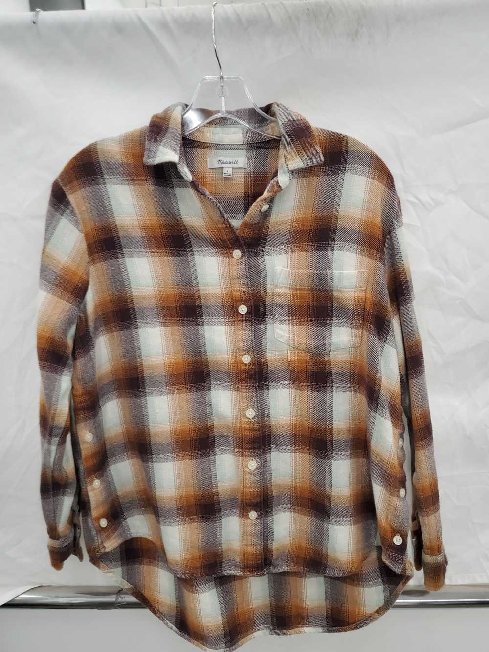 Women Madewell Flannel Side-Button Oversized Ex-B… - image 1