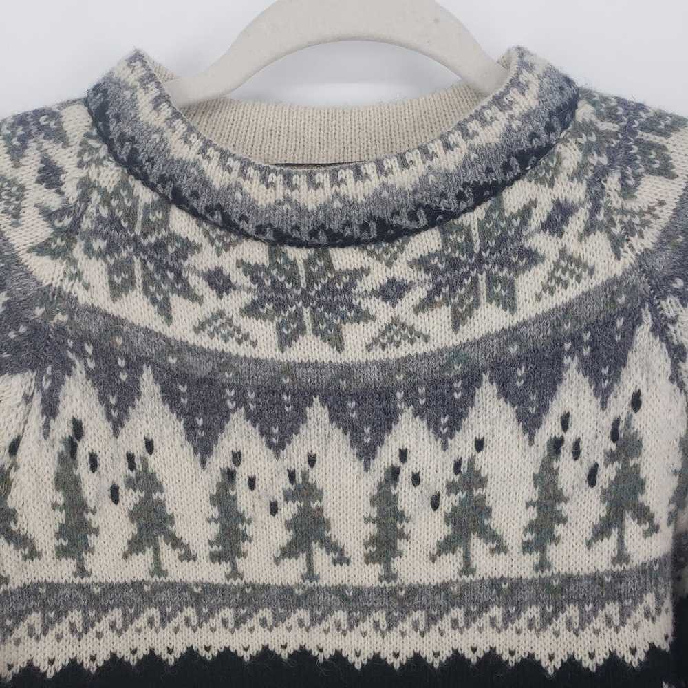 Vintage Eddie Bauer Fair Isle Sweater M Wool Pine… - image 4
