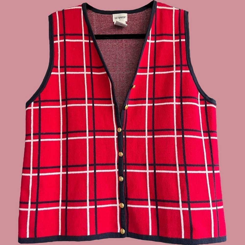 Vintage red plaid vest - image 1