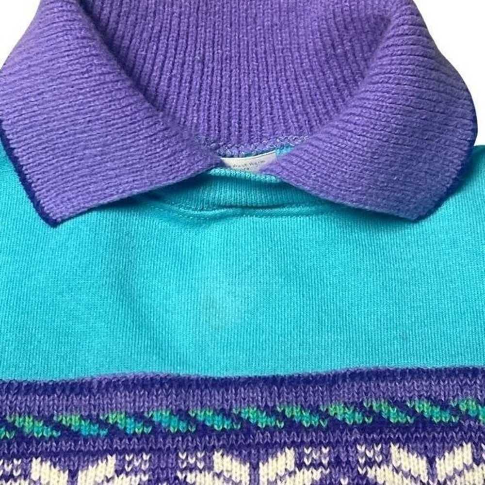 Vintage 1980s Hanes Teal & Purple Alaska Collar C… - image 8