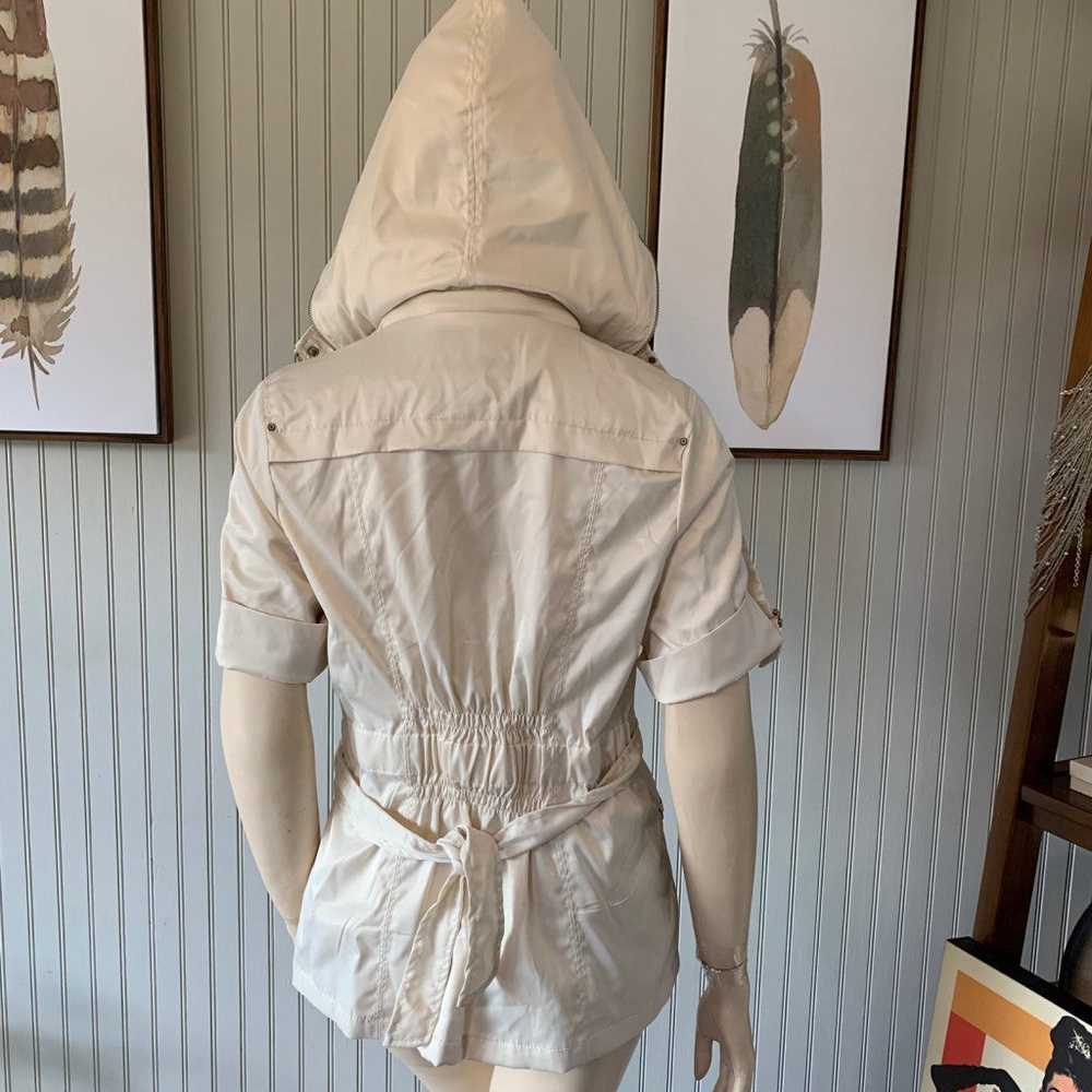 Jou Jou Satin Ivory Zippers Hooded Dressy Jacket - image 2