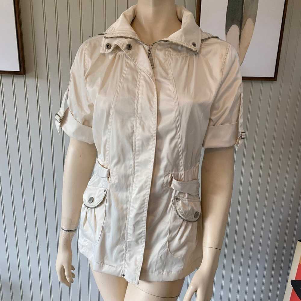 Jou Jou Satin Ivory Zippers Hooded Dressy Jacket - image 4