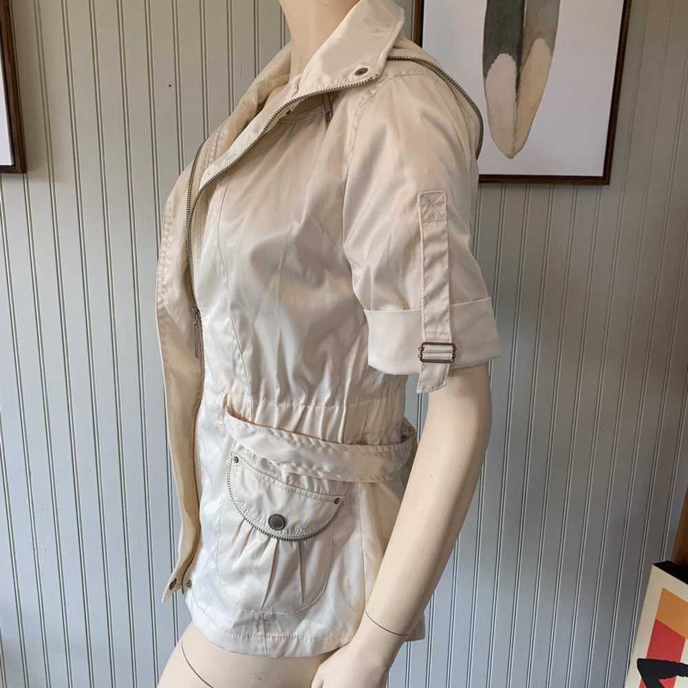 Jou Jou Satin Ivory Zippers Hooded Dressy Jacket - image 5
