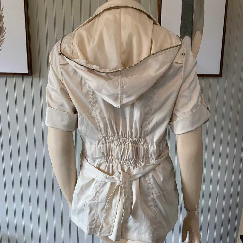 Jou Jou Satin Ivory Zippers Hooded Dressy Jacket - image 7
