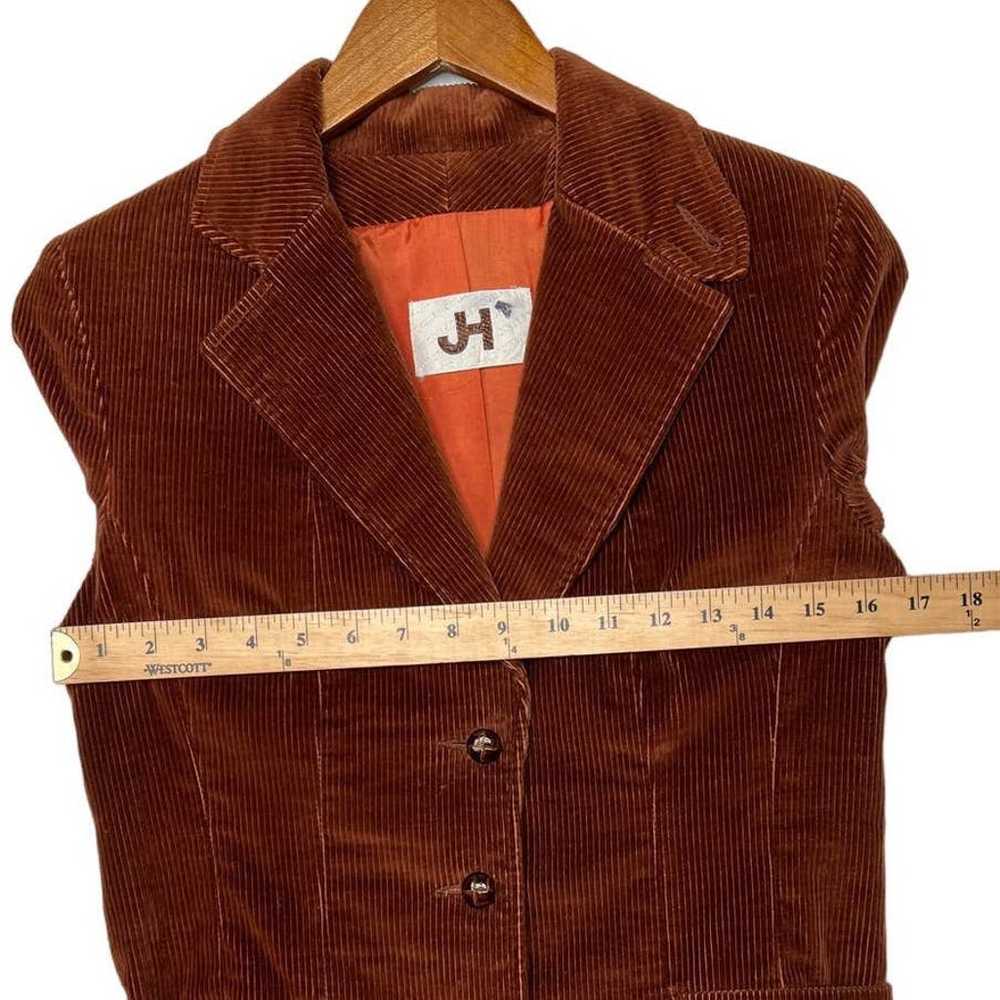 Vintage 1970s Womens S Corduroy Blazer Jacket Lea… - image 3