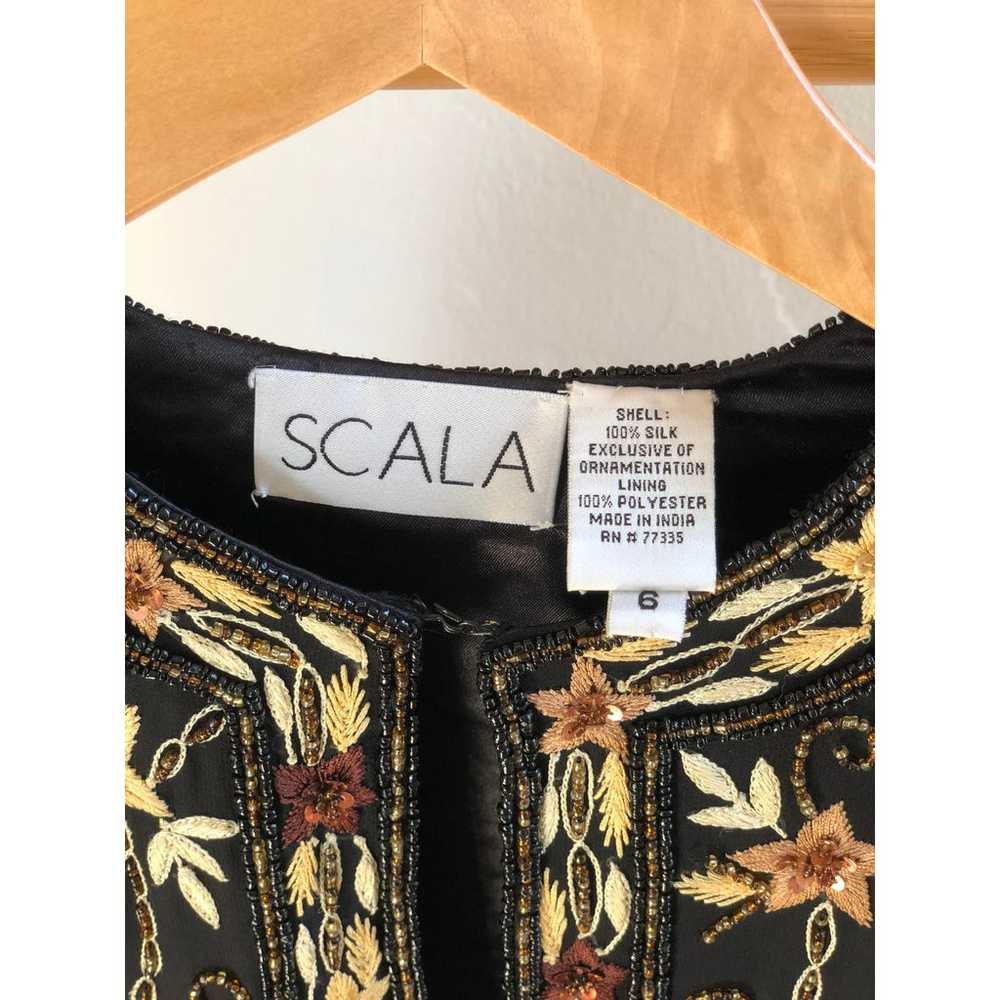 Scala Vintage Beaded Floral Silk Evening Jacket - image 3