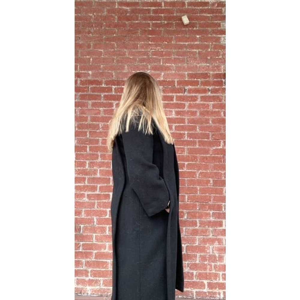 Vintage A Trigere Coat 100% Wool Black Long Jacke… - image 3