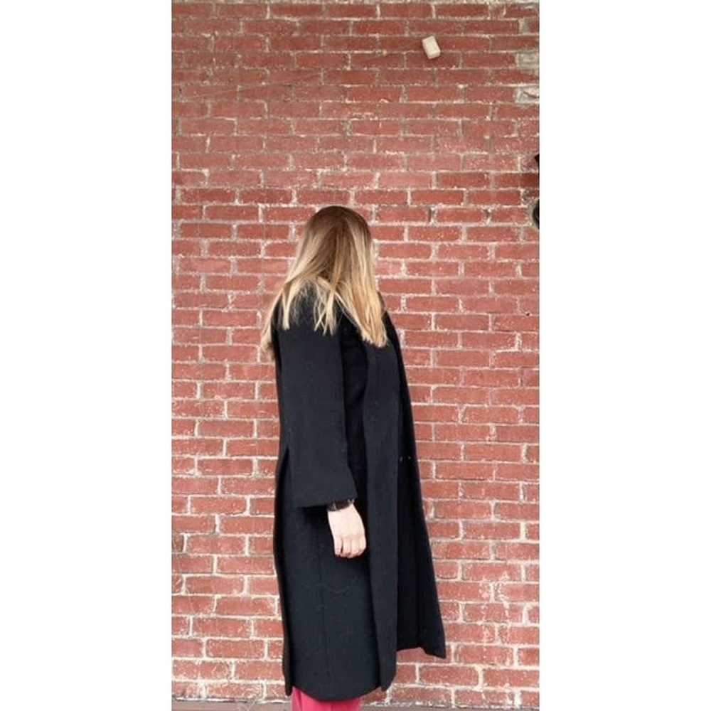 Vintage A Trigere Coat 100% Wool Black Long Jacke… - image 4