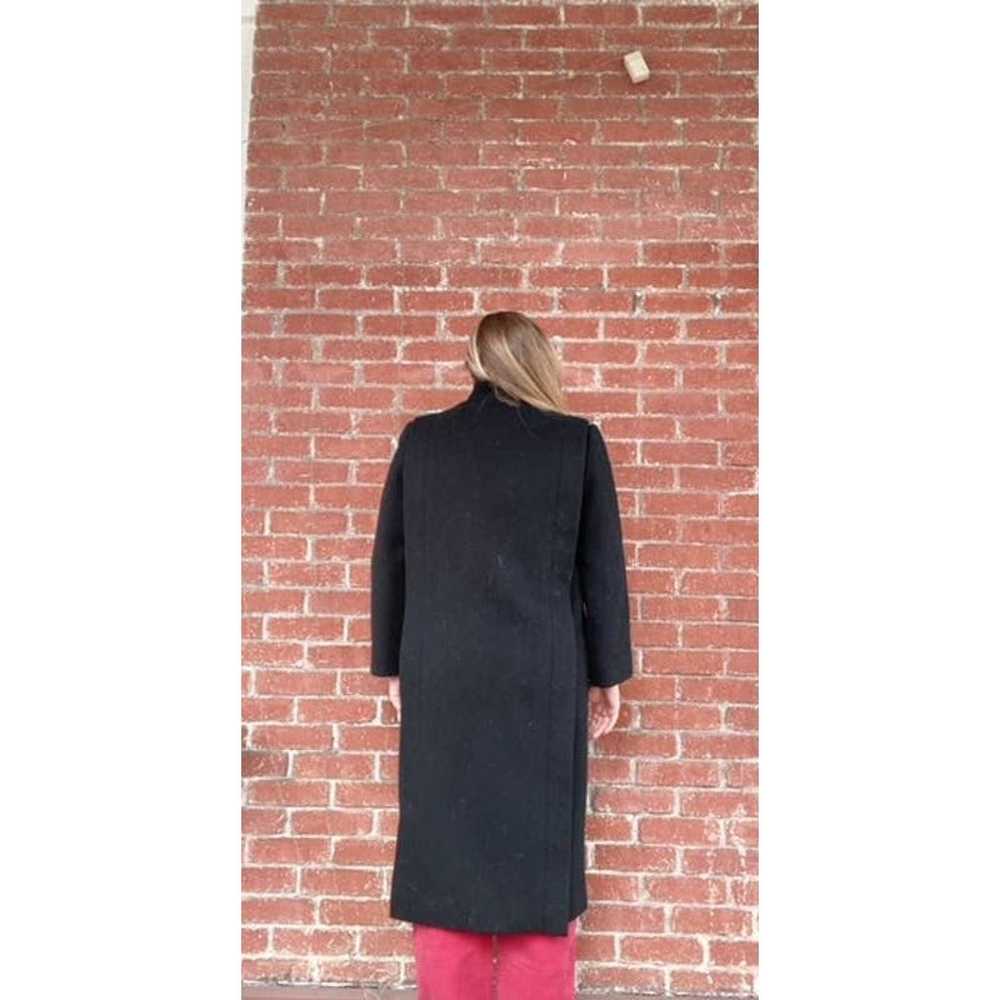 Vintage A Trigere Coat 100% Wool Black Long Jacke… - image 5
