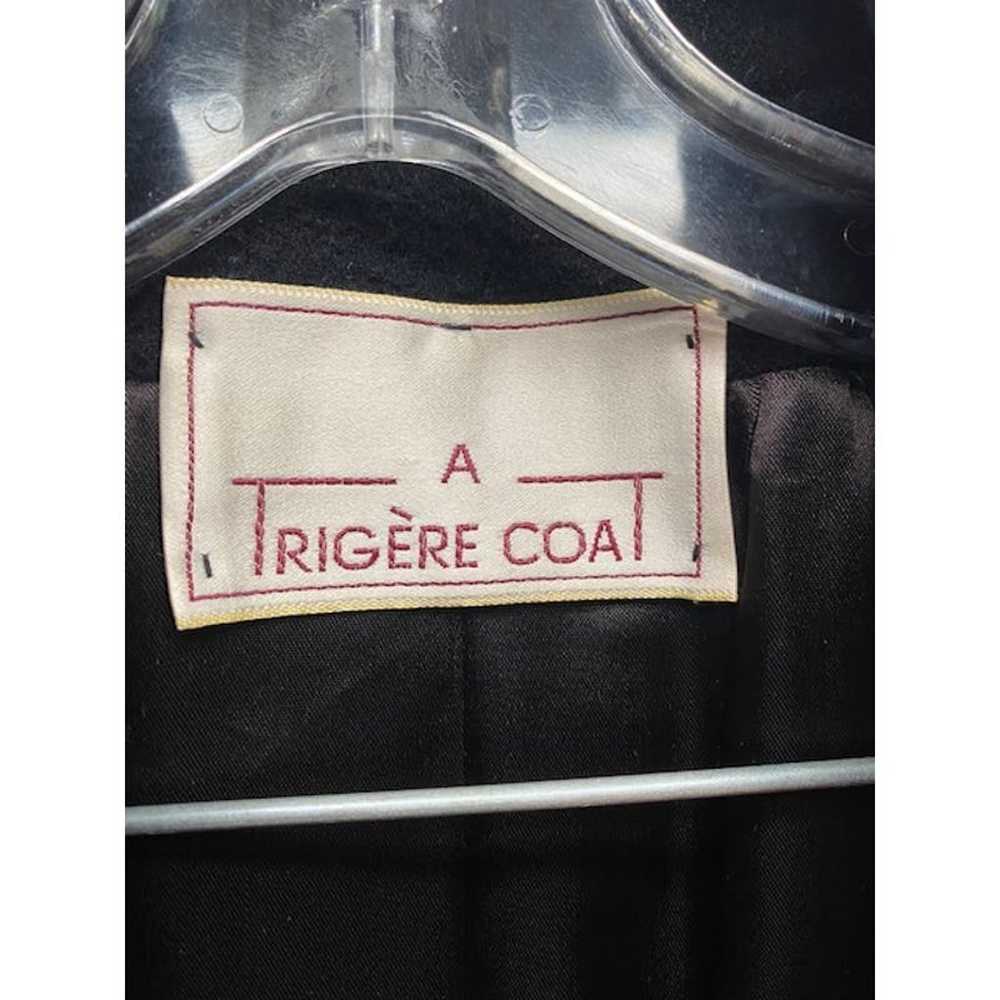 Vintage A Trigere Coat 100% Wool Black Long Jacke… - image 6