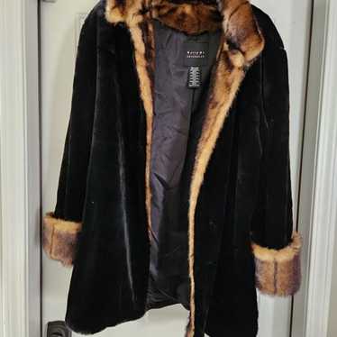 Vintage Black Tally Ho Women's Coat - Faux Fur Tr… - image 1