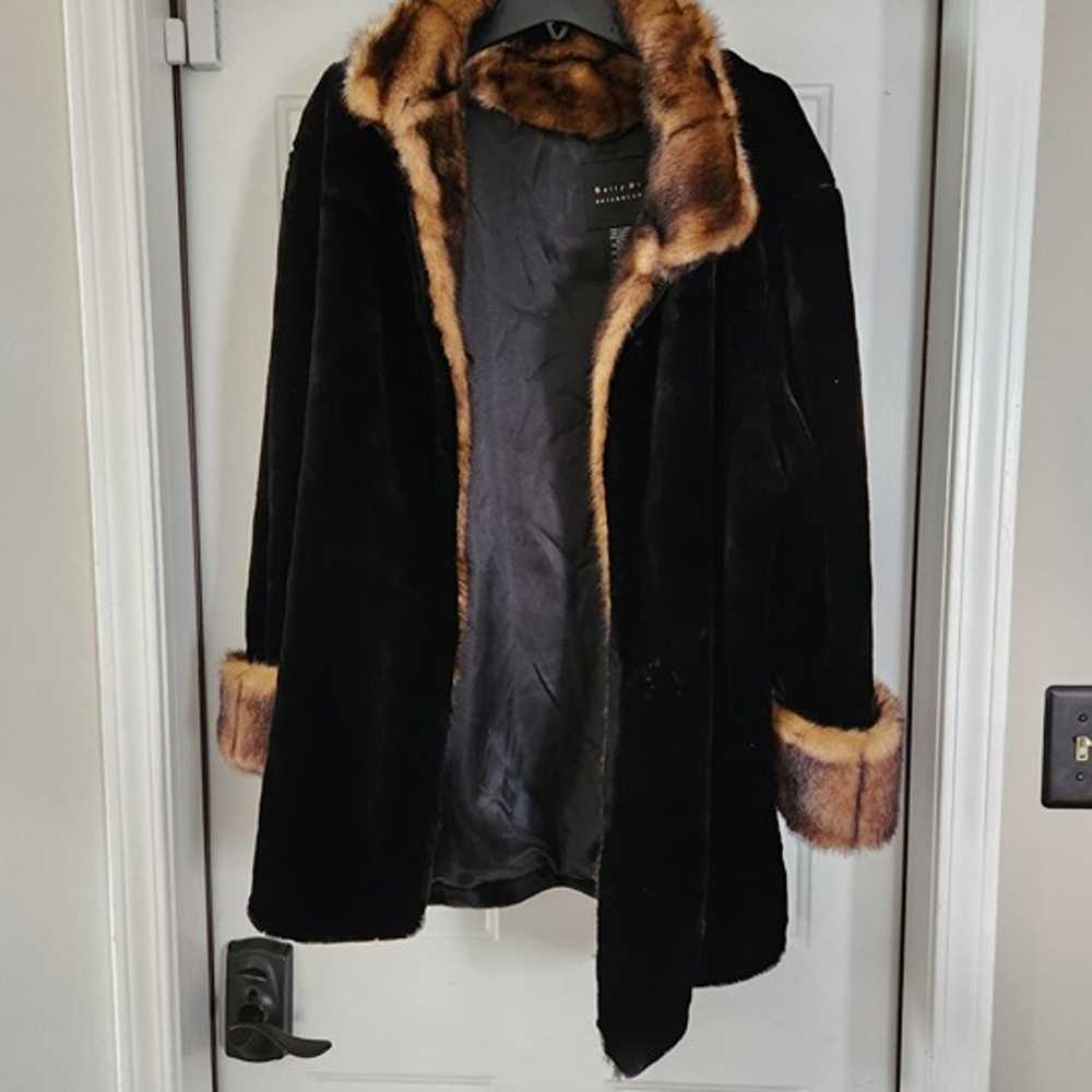 Vintage Black Tally Ho Women's Coat - Faux Fur Tr… - image 4