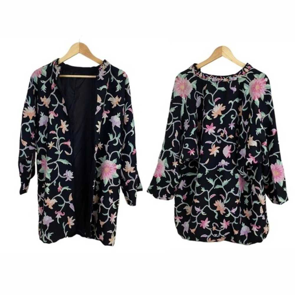 Vintage Plus Size Embroidered Jacket Floral Overs… - image 1