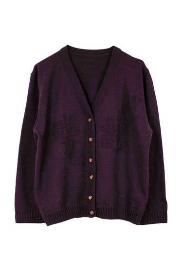 Knitted cardigan - Eggplant cardigan Made in Franc