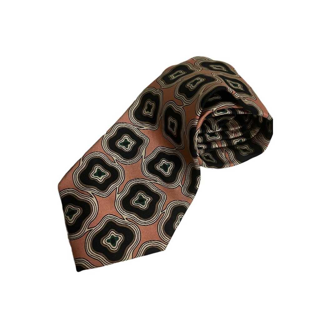 Saks Fifth Avenue Vintage Silk peach tie with abs… - image 4