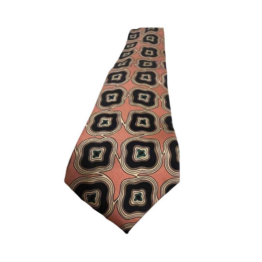 Saks Fifth Avenue Vintage Silk peach tie with abs… - image 5