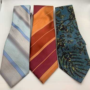 Set of Three Striped Floral Unique Men's Ties - image 1