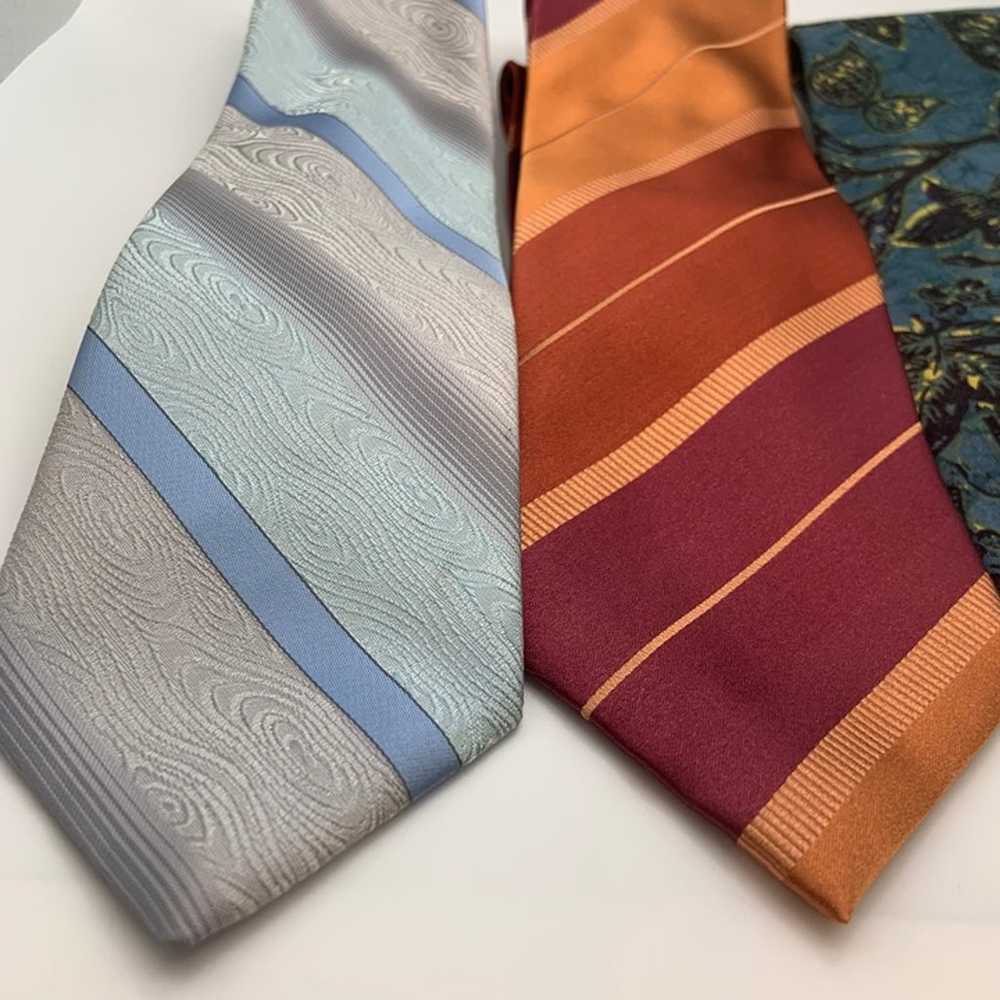 Set of Three Striped Floral Unique Men's Ties - image 2