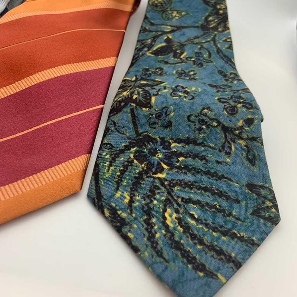 Set of Three Striped Floral Unique Men's Ties - image 3