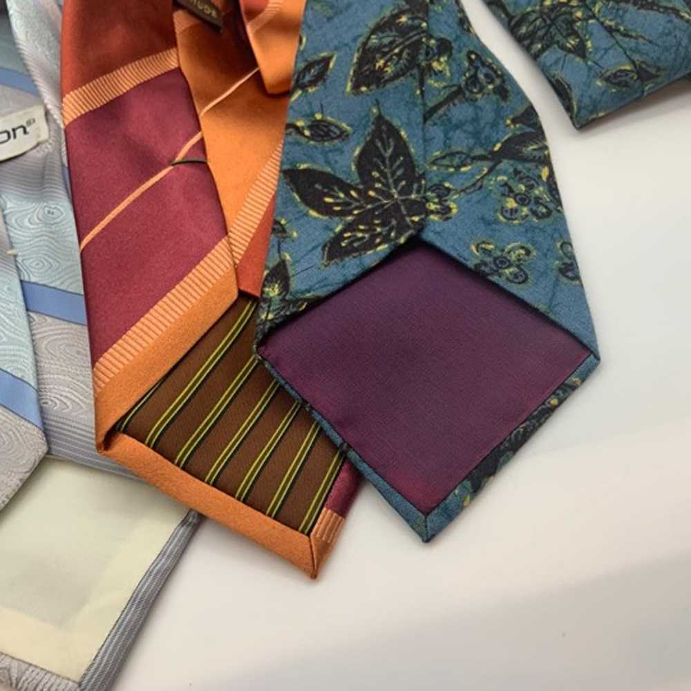 Set of Three Striped Floral Unique Men's Ties - image 6