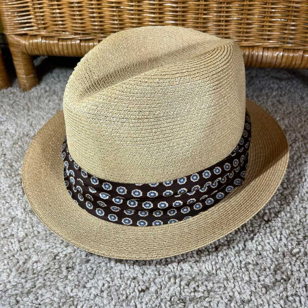 Vintage Dobbs fifth Avenue straw fedora hat with … - image 1